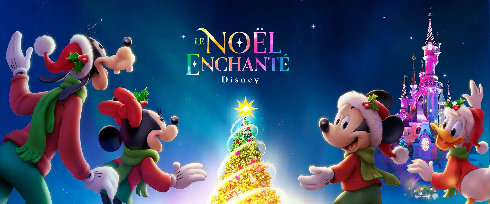 Noël Enchanté 2023 à Disneyland Paris — personnages Disney en costumes de Noël